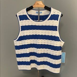 Draper James Blue and White Striped Knit Tank Top nwt XXL